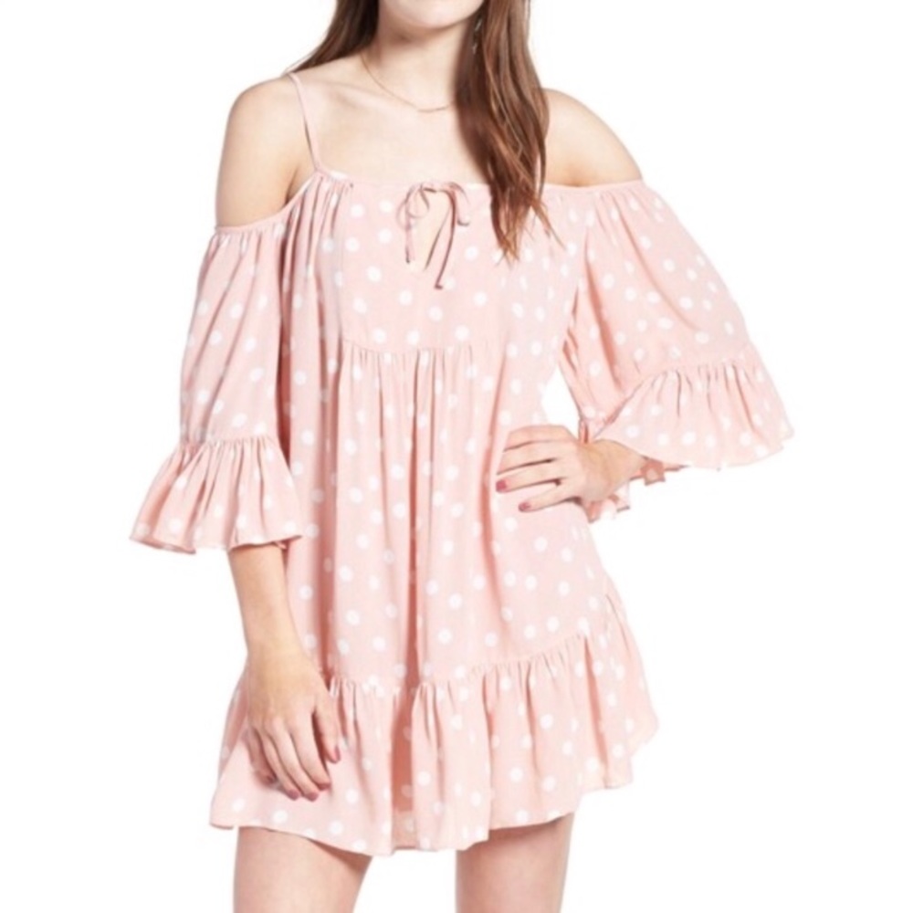 Tularosa Blush Polka Dot Hattie Shift Dress Small New With Tags